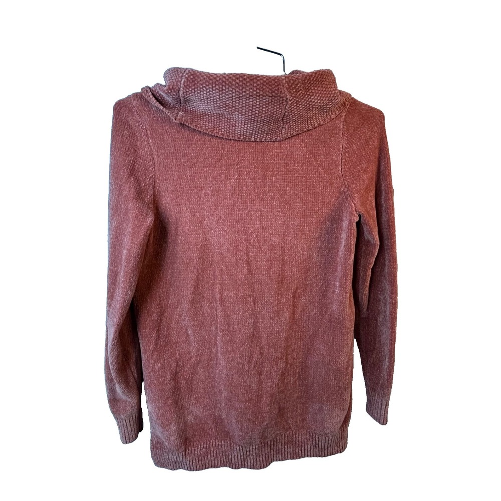 Lands' End Sweater Womens Large Pink Knit Cotton Long Sleeve Cowl Neck Pullover